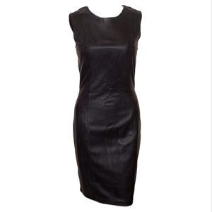 Leather Cap Sleeve Sheath Dress